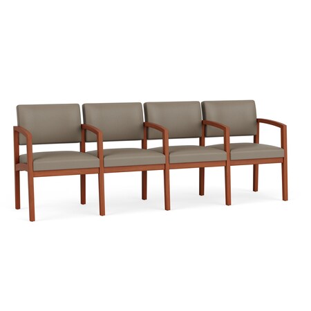 Lesro Lenox Wood 4 Seat Tandem Seating Wood Frame, Cherry, MD Farro Upholstery LW4103